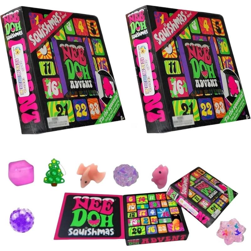 Nee Doh Squishmas Advent Calendar 2024, Nee doh advent calendar, Christmas Squishy Advent Calendar 2025, 24 Day Squishies Christmas Countdown Calendar with 24 Piece Mini Squeeze Tοys Xmas Gift