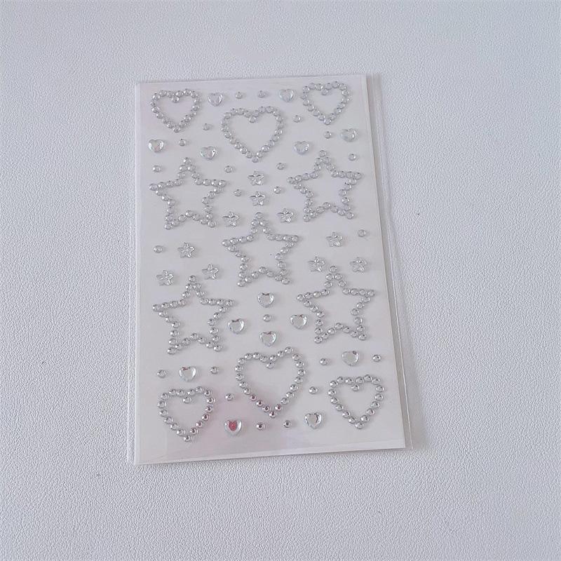 Rhinestone Heart & Star Shaped Sticker (3 Counts), Self Adhesive Decorative Sticker, DIY Decals for Scrapbooking, Journaling, Gift Wrapping, Bedroom Decor