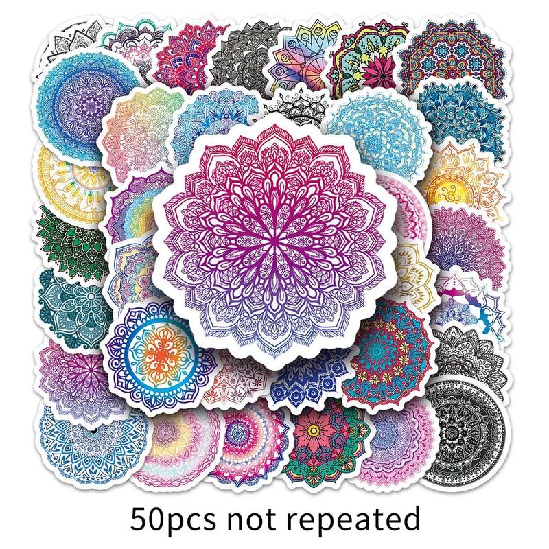 50pcs Mandala Pattern Stickers, Creative Multi-purpose Stickers, For DIY Craft Decoration And Hand Account