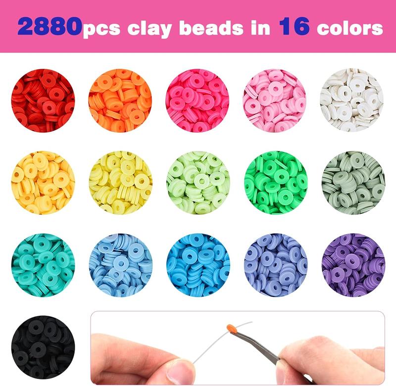 3800pcs Clay Beads for Jewelry Making Kit with 156 Letter Beads Flat Polymer Heishi Beads DIY Arts and Crafts Kit 6mm 16 Colors