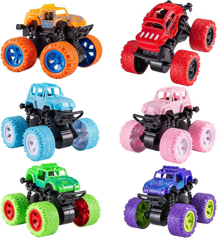 Friction Powered Toy Cars for Boys & Girls - 6 Pack Monster Truck Toys for Kids, Sand Beach Gifts Vehicles, 3-8 Years Old Christmas Gift