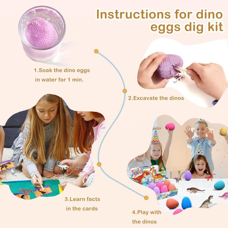 Dinosaur Eggs Dig Kit Toys - 12 Dino Easter Eggs Fossil Eggs Excavation Kit for Kids Easter Party Favor Basket Stuffers STEM Toy Christmas Birthday Gift for Boys Girls Age  4 5 6 7 8 9 10 11  12+ Years Old