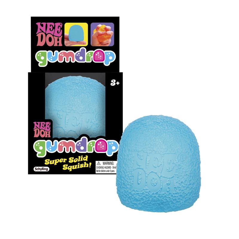 Schylling NeeDoh Gumdrop - Sensory Toy with a Groovy Gratifying Squeeze-Gumdrop Shape in four Colors Blue, Pink, Purple, and Orange - One Random Color