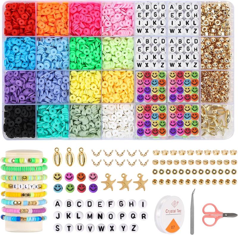 3800pcs Clay Beads for Jewelry Making Kit with 156 Letter Beads Flat Polymer Heishi Beads DIY Arts and Crafts Kit 6mm 16 Colors