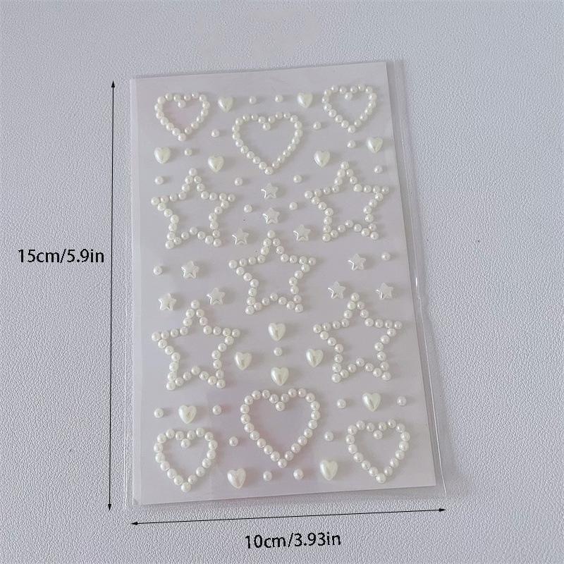 Rhinestone Heart & Star Shaped Sticker (3 Counts), Self Adhesive Decorative Sticker, DIY Decals for Scrapbooking, Journaling, Gift Wrapping, Bedroom Decor