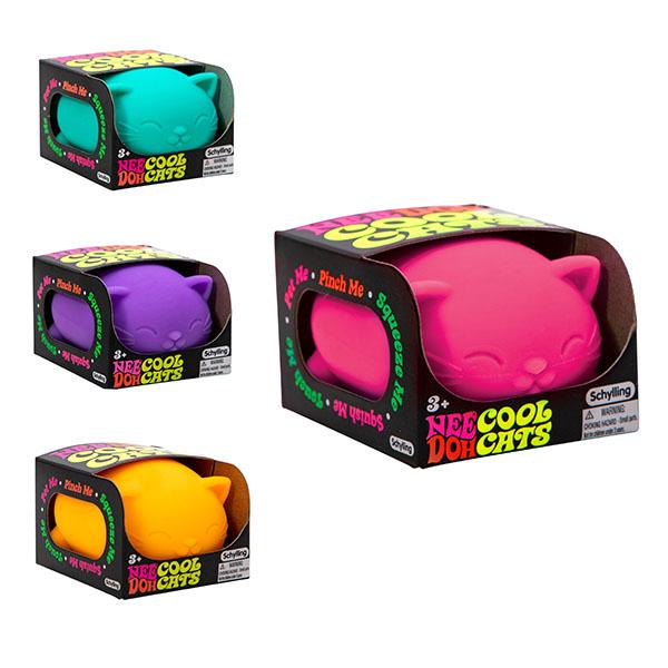 Schylling NeeDoh Cool Cats - Squishy, Sqeezy, Stretchy Stress Ball Cats - 4 assorted colors - Ages 3 and up - One randomly selcted piece stress ball