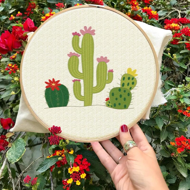 Plant Pattern Embroidery Kit, 4pcs set DIY Embroidery Kit with Random Color Accessories, Embroidery Supplies for Home Decor