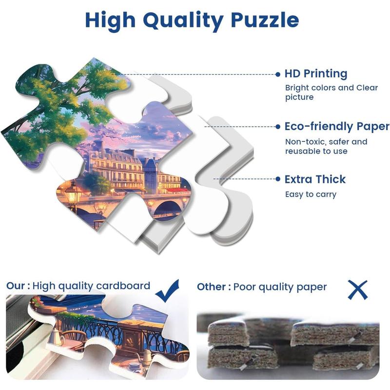 300 Piece Puzzle for Adults-Blooming Paris | Recycled Cardboar Jigsaw Puzzles 300 Pieces | Challenging Family Activity Great Gift Idea for Family Friends | Difficult Puzzles Size 20.5X 15 inches