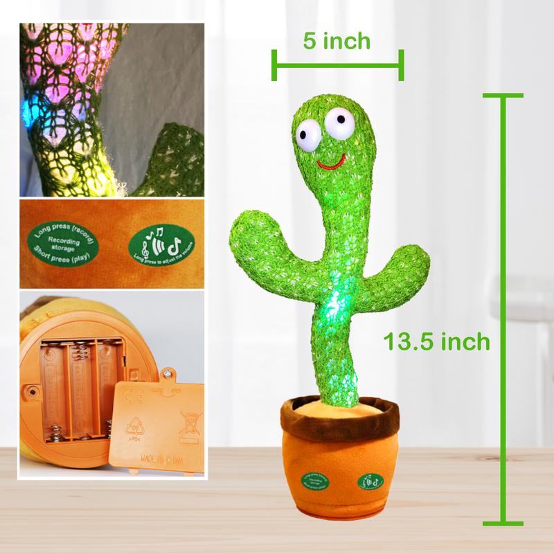 2024 Pbooo Dancing Cactus Mimicking Toy,Talking Repeat Singing Sunny Cactus Toy 120 Pcs Songs for boys and girls Christmas gift 15S Record Your Sound Sing+Dancing+Recording+LED talking cactustoy talking cactustoy musical toys talking toy Christmas gift