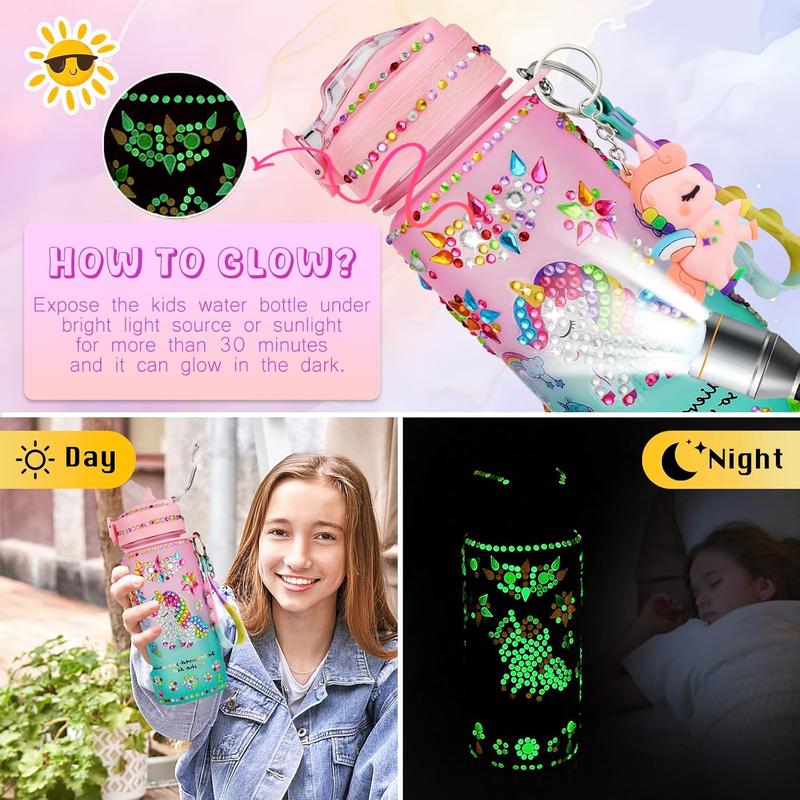 Christmas gift Decorate Your Own Water Bottle Kits for Girls Age 4-10, Mermaid Gem Diamond Painting Crafts, Arts and Crafts Kits Girls Kids Toys Birthday Gifts for Girls Age 4 5 6 7 8-13