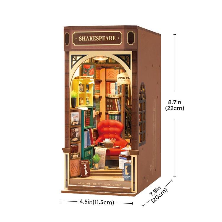 Rolife Book Nook Kit for Adults Vintage Decorative Bookend DIY Miniature House Bookshelf Insert Decor with LED Retro Wooden Puzzle Craft Hobby Diorama Gift