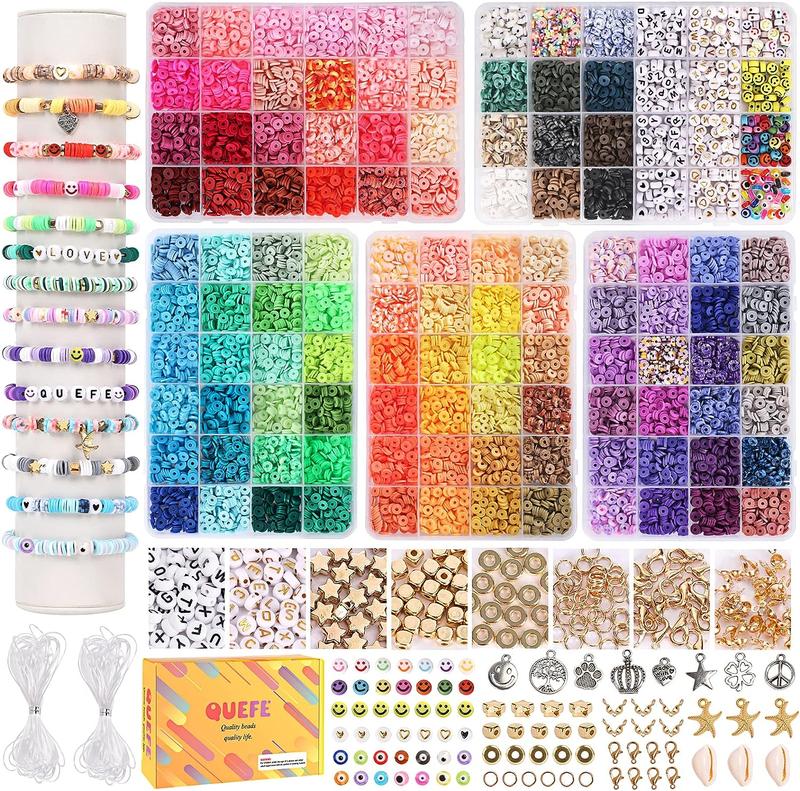 10800pcs Clay Beads for Friendship Bracelet Making Kit, Polymer Heishe Beads with Charms Preppy Beads Letter for Jewelry Making , for Gifts, Crafts