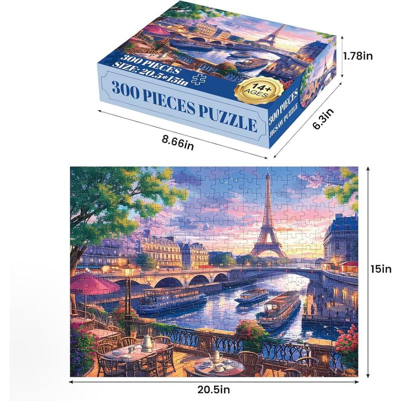 300 Piece Puzzle for Adults-Blooming Paris | Recycled Cardboar Jigsaw Puzzles 300 Pieces | Challenging Family Activity Great Gift Idea for Family Friends | Difficult Puzzles Size 20.5X 15 inches