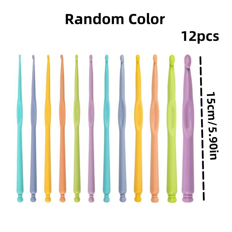 Random Color Lightweight Crochet Hook, 12pcs Lace Crochet Hook Needle, DIY Yarn Weaving Tool, Knitting Tool, Braiding Crochet Sewing Tools, Portable Sewing Accessories For Home And Outdoor Travel