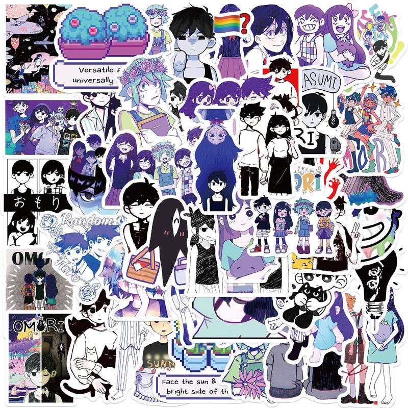 Cartoon Omori Sticker, 50pcs set Creative Funny Sticker, Decorative Sticker for DIY Scrapbooking, Journaling, Gift Wrapping