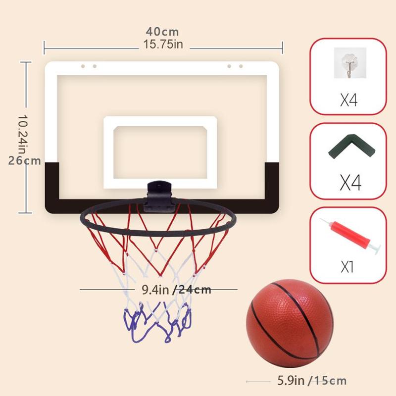 Summer Indoor Basketball Frame Set, Wall Mounted Basketball Backboard with Training Basketball, Home Gym Basketball Training Set, Cruel Summer