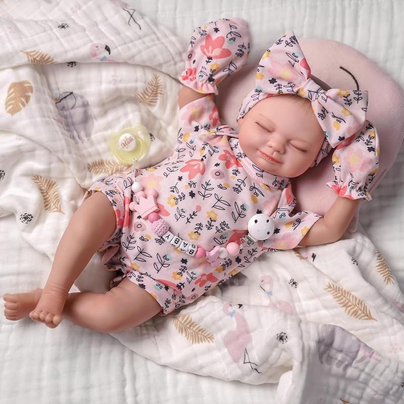 [IN STOCK] Lifelike Reborn Baby Dolls - Skylar, 17-Inch Real Baby Feeling Realistic-Newborn Sweet Smile Sleeping Dolls Girl Handmade Baby Doll That Looks Real for Kids Age 3 +