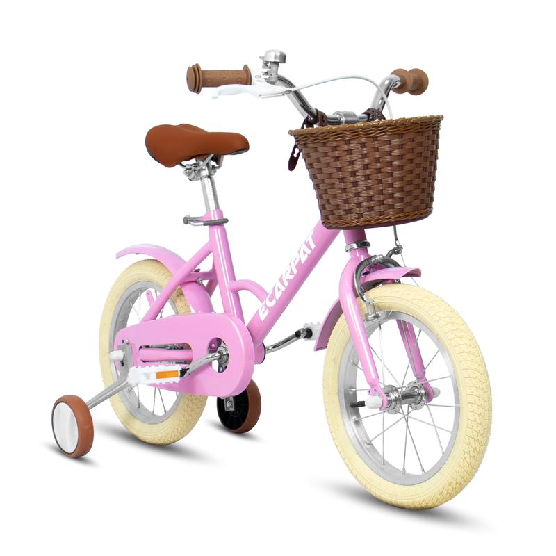 Ecarpat Kids'Bike Girls Bike 12 14 16 Inch Wheels,1-Speed Child Bicycles For 3-6 Years,With Removable Training Wheels Baby Toys,Front V Brake,Rear Holding Brake, Pink Purple Color