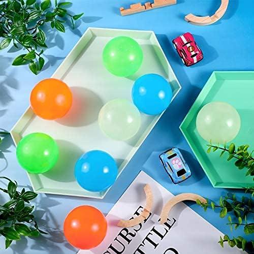 12 Pcs Sticky Balls Wall Ball Glow in the Dark Balls Squeeze Toys Fidget Toys, Sticky Balls for Ceiling, Stress Balls Ceiling Balls That Stick to The Ceiling Glowing Balls for Relax Toy Teens and Adults