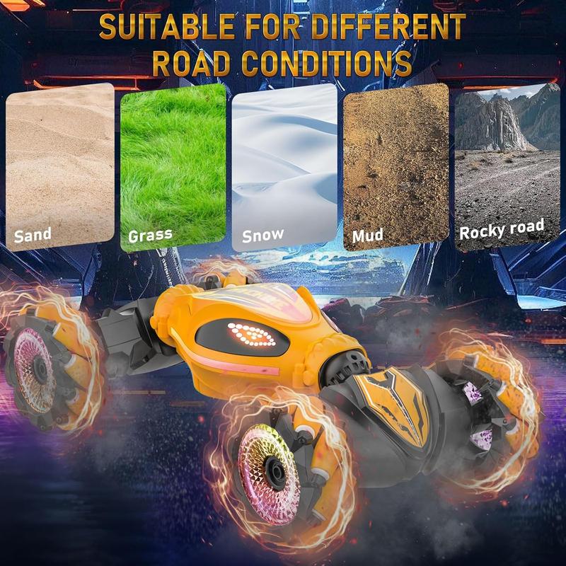 Remote Control Car, Gesture Sensor RC Stunt Cars Toys for Boys Age 6 7 8 9 10 11 12+ Years Old, 2.4GHz 4WD RC 360? Flips Off Road Vehicle Toy with Lights Music, Gifts for Kids Girls