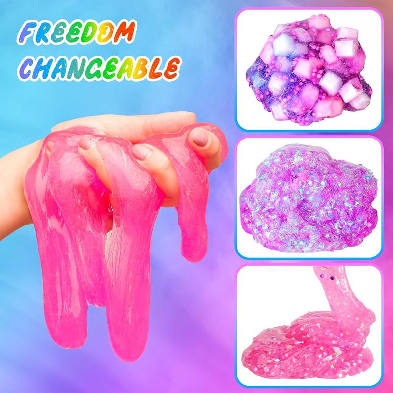 Christmas gift for kids Slime Kit Confetti Slime, Glimmer Crunchy Slime, Foam Slime, Jelly Cubes Slime, Stress Relief Toys, Party Favors for Kids