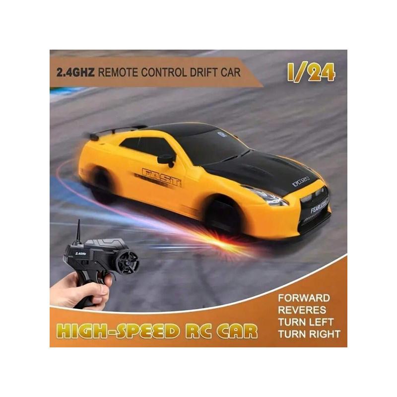 Remote-Controlled Racing Car, 2.4G Mini Four-Wheel Drive Racing Car, High-Speed Toy Car, Up To 15mph, Aluminum Alloy Hood, Replaceable Tires, Children's Christmas gifts