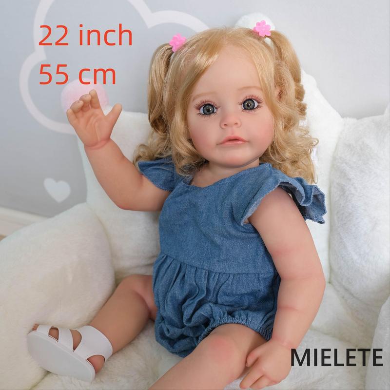 22 Inch Realistic Newborn Doll, Lifelike Reborn Teenager Doll, Soft Vinyl Doll with Clothes, Birth Certificate, Nursing Bottle, Doll Diaper