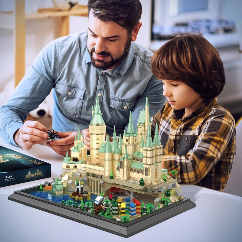 Harry Castle Clock Tower Building Toy Set, Magic Castle Architecture Model for Boys and Girls, Halloween,Gift Ideas for Potter Fans Kids