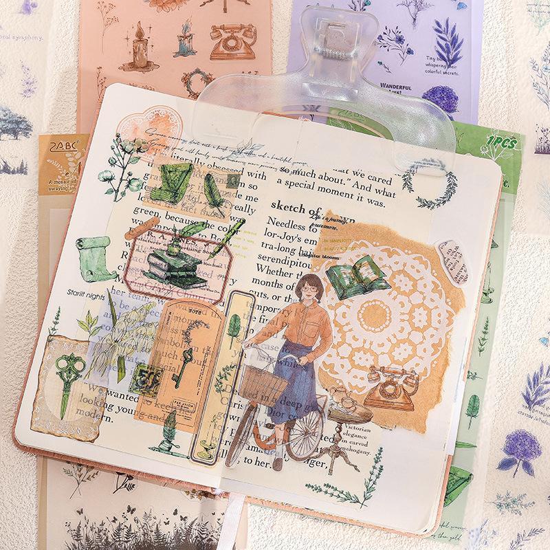 Vintage Plant Sticker, 1 Count Waterproof Graffiti Sticker, DIY Decoration Sticker for Handbook, Scrapbook, Diary, Phone Case, Notebook