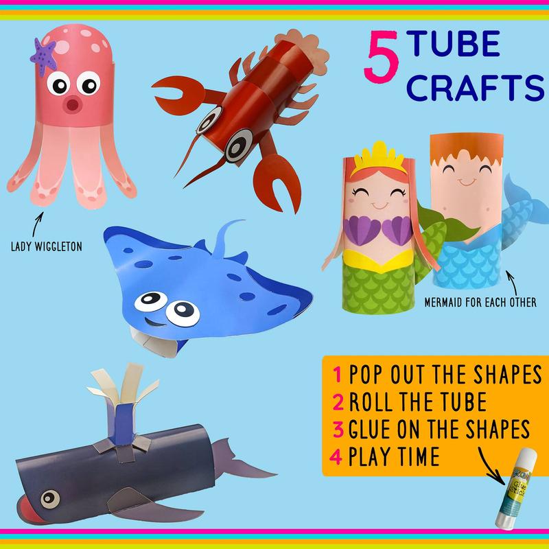 20 Crafts in a Box - Simple Under the Sea Mermaid Paper Crafts for Kids Ages 3-8 - Low Mess - Easy to complete crafts with little help