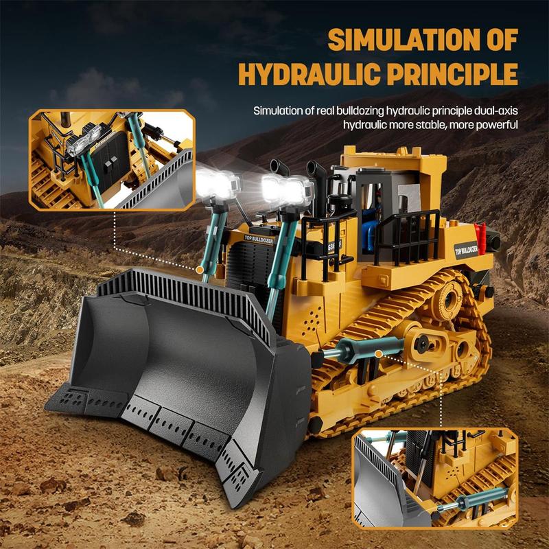 Remote Control Excavator Toy, 1 Box Realistic Remote Control Excavator Toy with Light & Sound, Track Type Tractor Toy, Ideal Gift for Kids, Toys for Adults