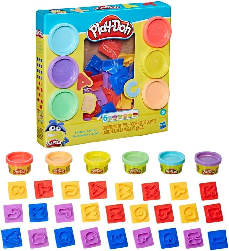 Play-Doh Fundamentals Letters with 26 Letter Stamper Tools, 6 Cans of Assort. Colors, Back to School Classroom Supplies, Kids Arts & Crafts, Preschool Toys, Ages 3+