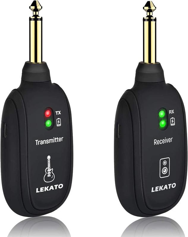 LEKATO A8 Wireless Guitar System, Built-in Rechargeable 4 Channels, Wireless Guitar Transmitter Receiver for Electric Guitar Bass, Violin