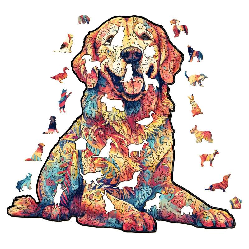 Loyal Golden Retriever Wooden Jigsaw Puzzle