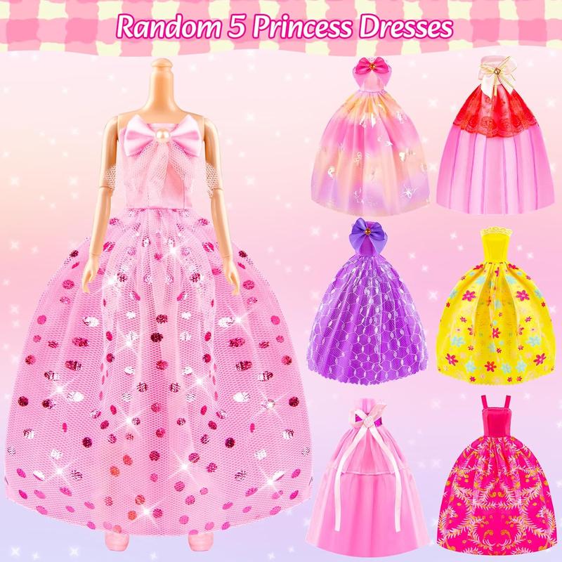 76 Pcs Doll & Convertible Car Playset,Included 11.5 In Doll,Doll Car,Princess Dresses,Fashion Dresses,Casual Clothing,Swimsuits,Bags,Shoes,Doll Playset,Doll Dress up Toys for Girls Kids Toddlers Gifts