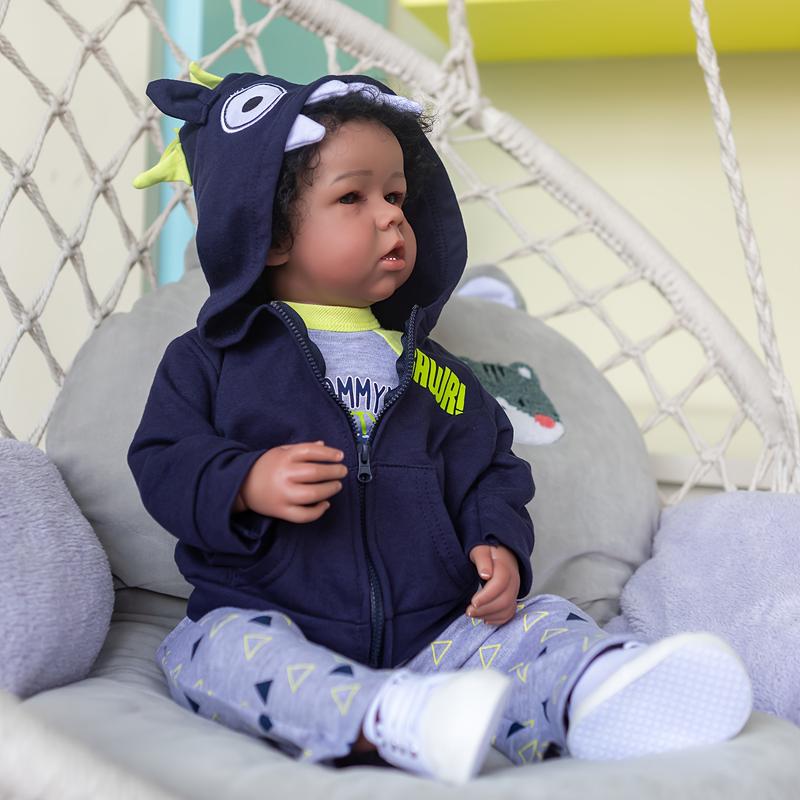 20in 50 cm Soft Reborn doll - hand-planted curls for easy dressing, companion toys, Easter gifts, realistic realistic look, furry hugs, educational playmates