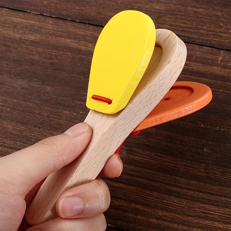 Random Color Wooden Percussion Handle, 1 Count Colorful Castanets, Musical Instrument for Teenager, Music Toys for Teenager, Creative Gifts, Christmas Gift