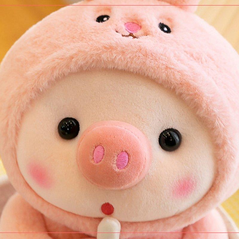 Pig Stuffed Animals, Boba Piggy Plush, Adorable Stuffy Toys for Kids, Thanksgiving Christmas Gift for Girls