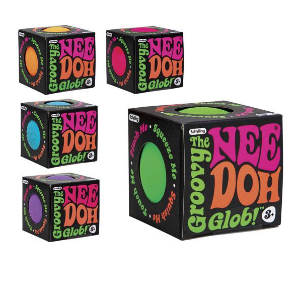 Schylling NeeDoh the Groovy Glob - The Original NeeDoh - Filled with a Satisfying Soft Dough Filling - One Random Color