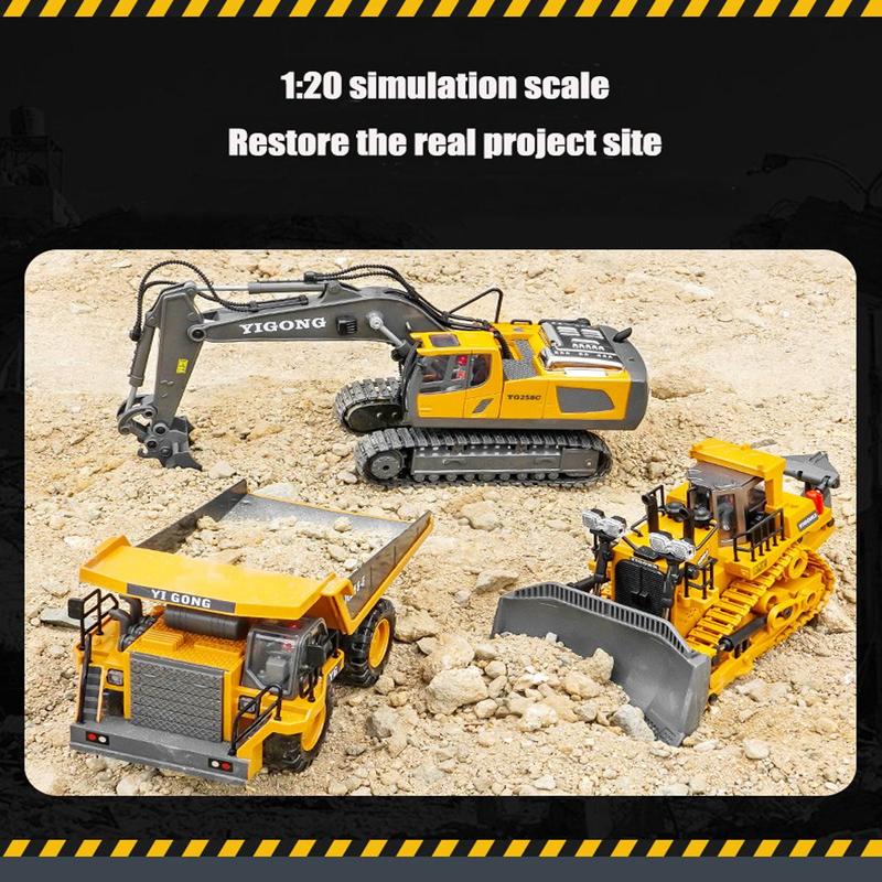 Remote Control Excavator Toy, 1 Box Realistic Remote Control Excavator Toy with Light & Sound, Track Type Tractor Toy, Ideal Gift for Kids, Toys for Adults