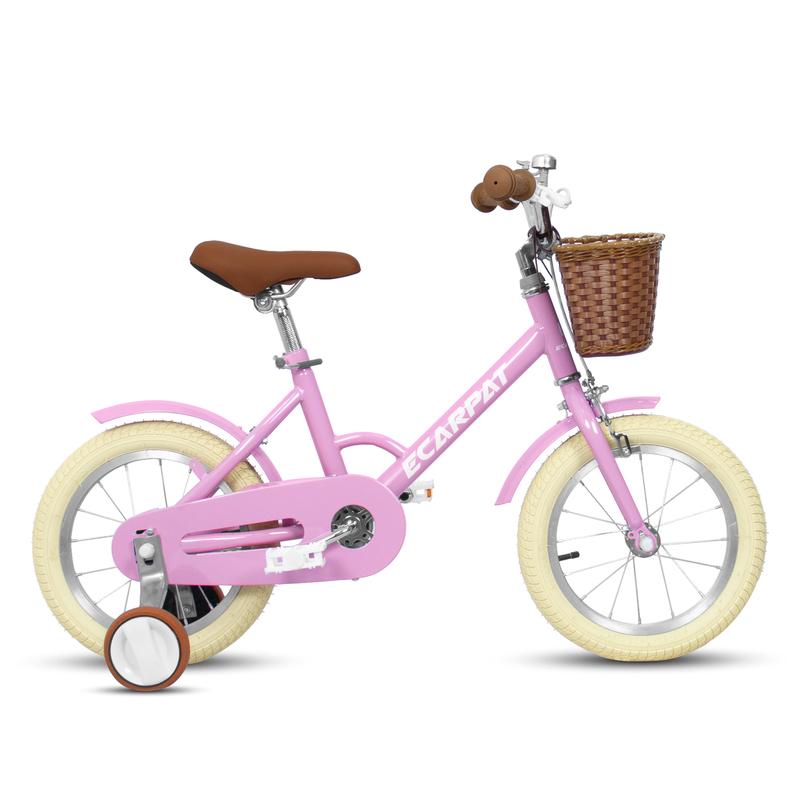 Ecarpat Kids'Bike Girls Bike 12 14 16 Inch Wheels,1-Speed Child Bicycles For 3-6 Years,With Removable Training Wheels Baby Toys,Front V Brake,Rear Holding Brake, Pink Purple Color