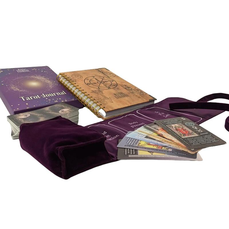 Tarot Learning Set for Beginners: Tarot Cards, Journal, Holder, and Guidebook - Purple