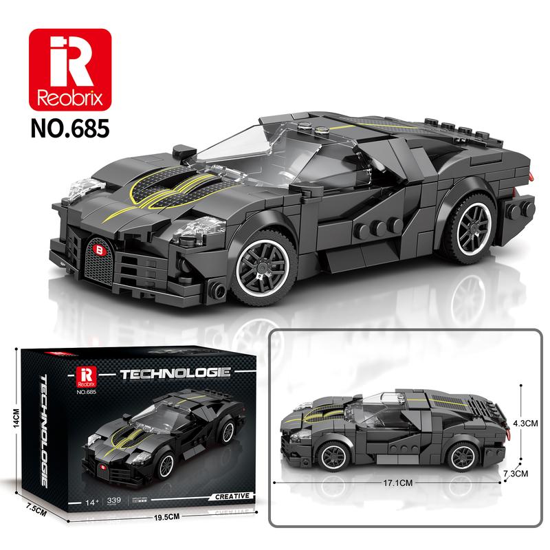 Reobrix La Voiture Noire Supercar Building Set, Super Race Vehicles Building Toy Birthday for Kid Aged 6+.(339PCS)