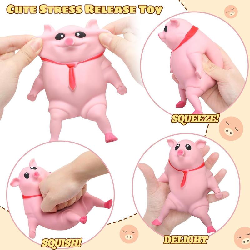 Stretchy Glue-Sand Filled Rubber Pig, Latex Piglet Soft Decompression Doll Toy, Animal High-Elastic Stretchable Decompression, Decompression Toy for Adults and ren (Pig-S)