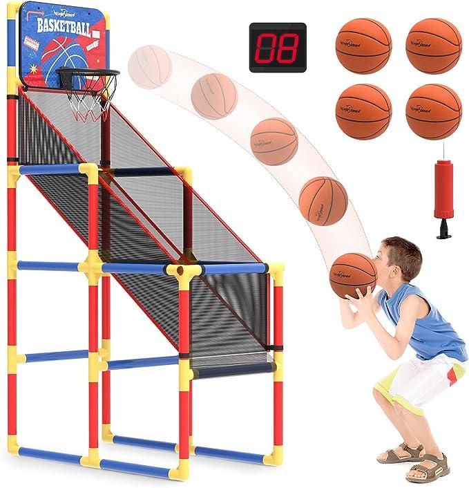 Basketball Hoop Arcade Game W Electronic Scoreboard Cheer Sound, Basketball Hoop Indoor Outdoor W 4 Balls, Basketball Game Toys Gifts