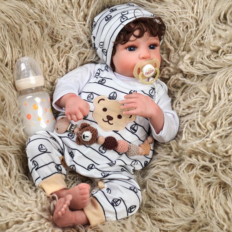 BABESIDE Reborn Baby Dolls, 22 inch Lifelike Newborn Baby Doll Boy with Realistic Veins, Lifelike Handmade Reborn Doll, Advanced Painted Gift Set for Kids Age 3+