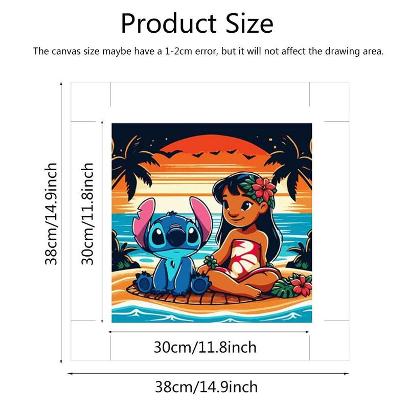 Disney Lilo & Stitch Pattern DIY Painting by Numbers Kit, Cartoon Animals Handmade painted Acrylic Paint Island Landscape Oil Painting, Home Decor