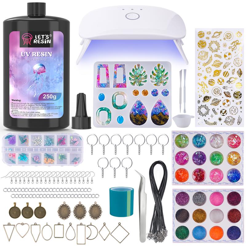 153 PCS Jewelry Making Kit, Beginner Resin Kit,Resin Accessories for Keychains, Jewelry, DIY Handmade Christmas Gift Crafts,Comes With Tutorial For Beginners - Let's Resin