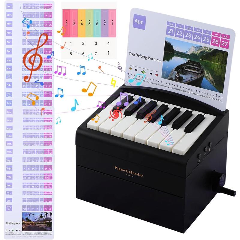 2025  Piano Calendar With Musical Lyrics Mini Piano with 52 Sheet Music on 28 Cards Advent Calendar for Fans, Family and Friends!