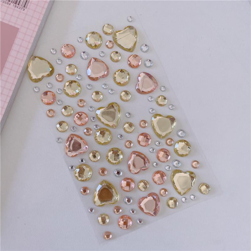 Random Color 3D Heart Shaped Crystal Sticker, 2 Sheets DIY Decorative Sticker, Multipurpose Decorative Sticker for Scrapbooking, Journaling, Gift Wrapping